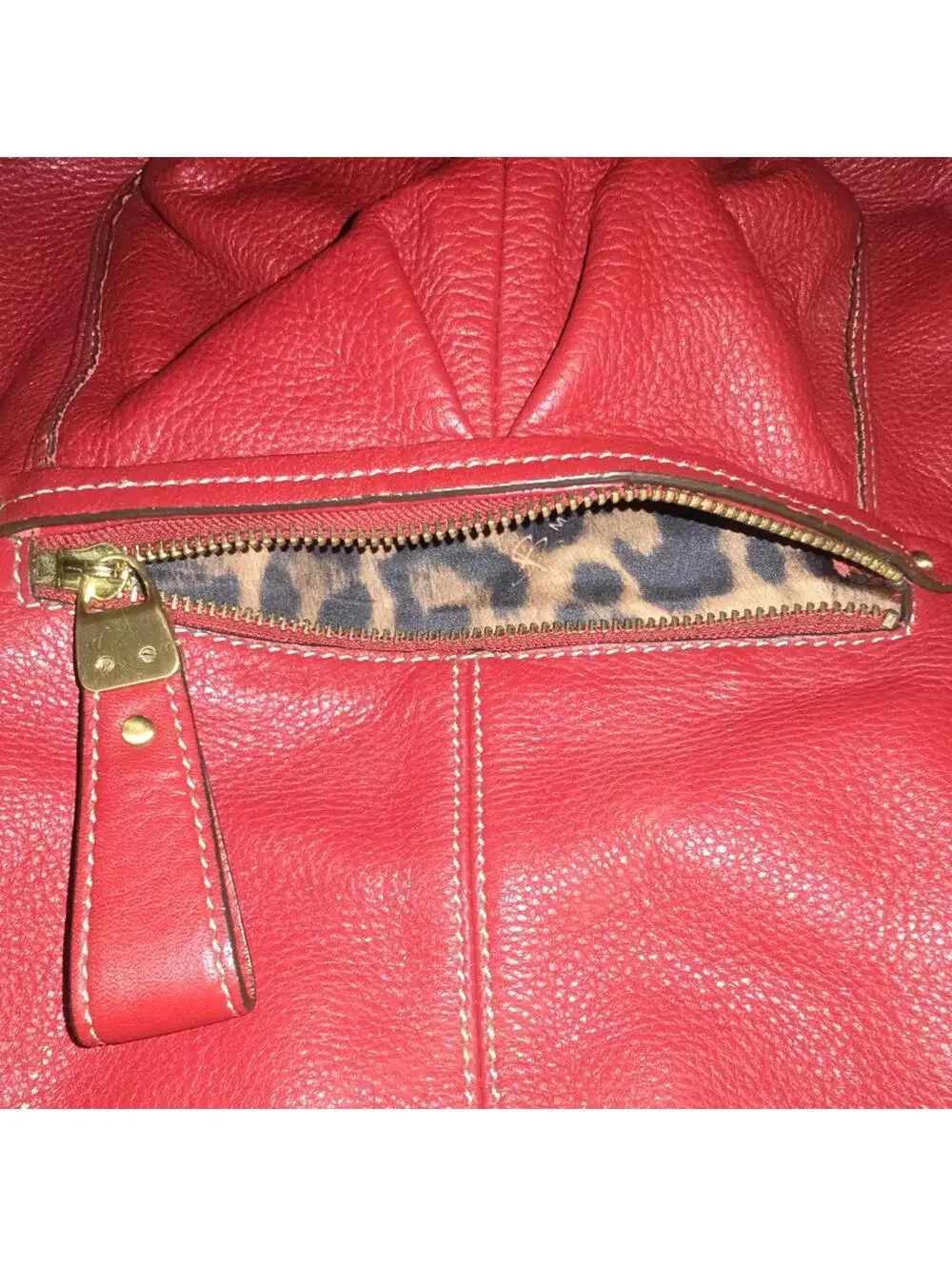 B Makowsky Cranberry Red Soft Pebbled Leather Hobo